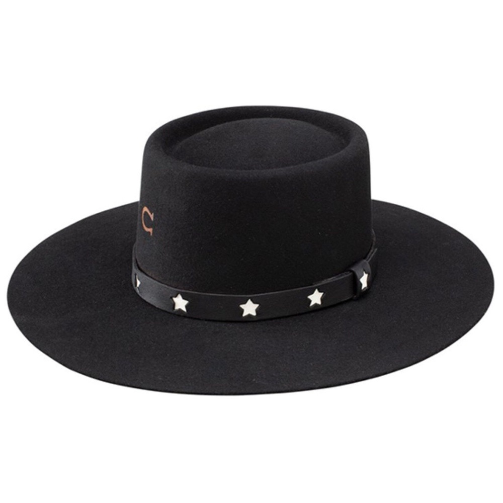 CHARLIE 1 HORSE WOMEN'S COSMIC COWGIRL FELT WESTERN FASHION HAT BLACK